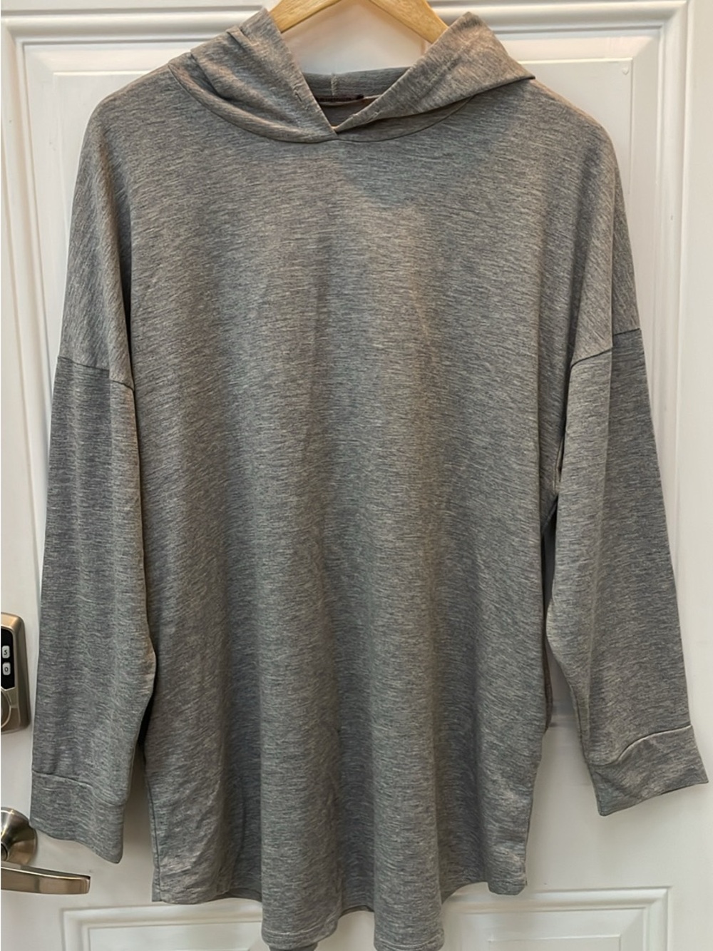 Women's Lightweight Grey Hooded Pullover Sweatshirt